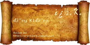 Őry Klára névjegykártya